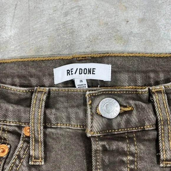 $265 NWT RE/DONE 70s ULTRA HIGH RISE STOVE PIPE CHOC JEANS SZ 26